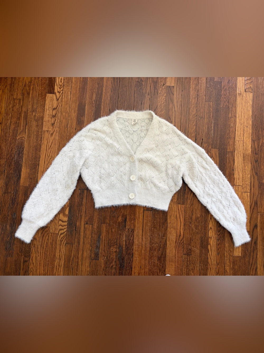 Urban Outfitters White Textured Cropped Cardigan